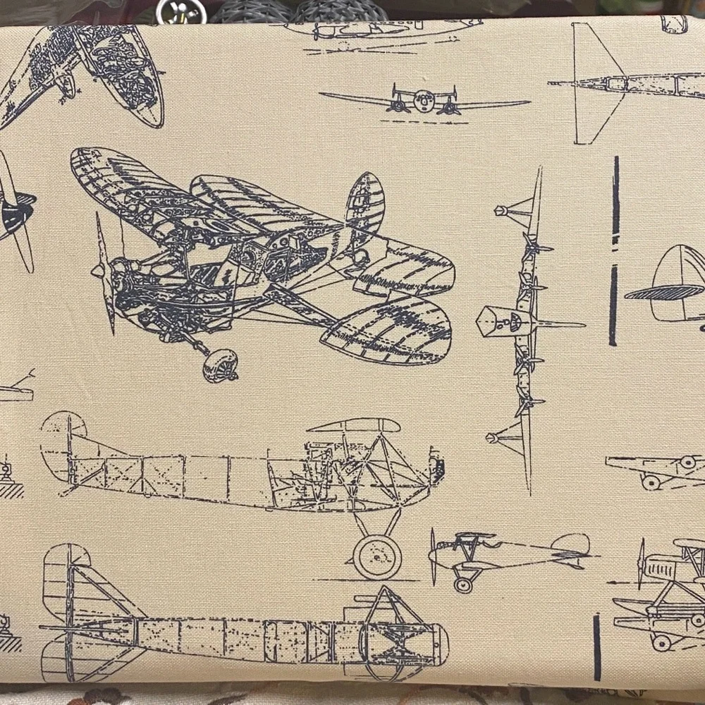 RH Vintage Airplane Blueprint Drapery Collection Grommet top - Picture 4 of 6